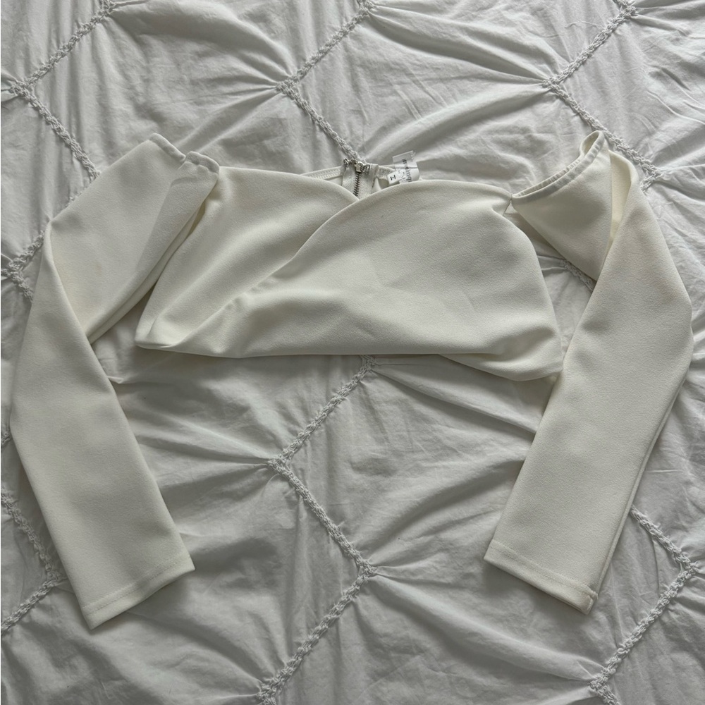 Revolve Superdown White Off Neck Twist Top - image 5